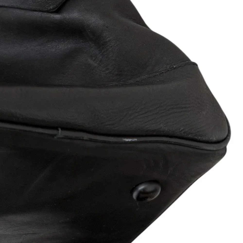 Gilded Age Black Leather Weekender Duffle Travel Bag 9010L Padded Shoulder Strap